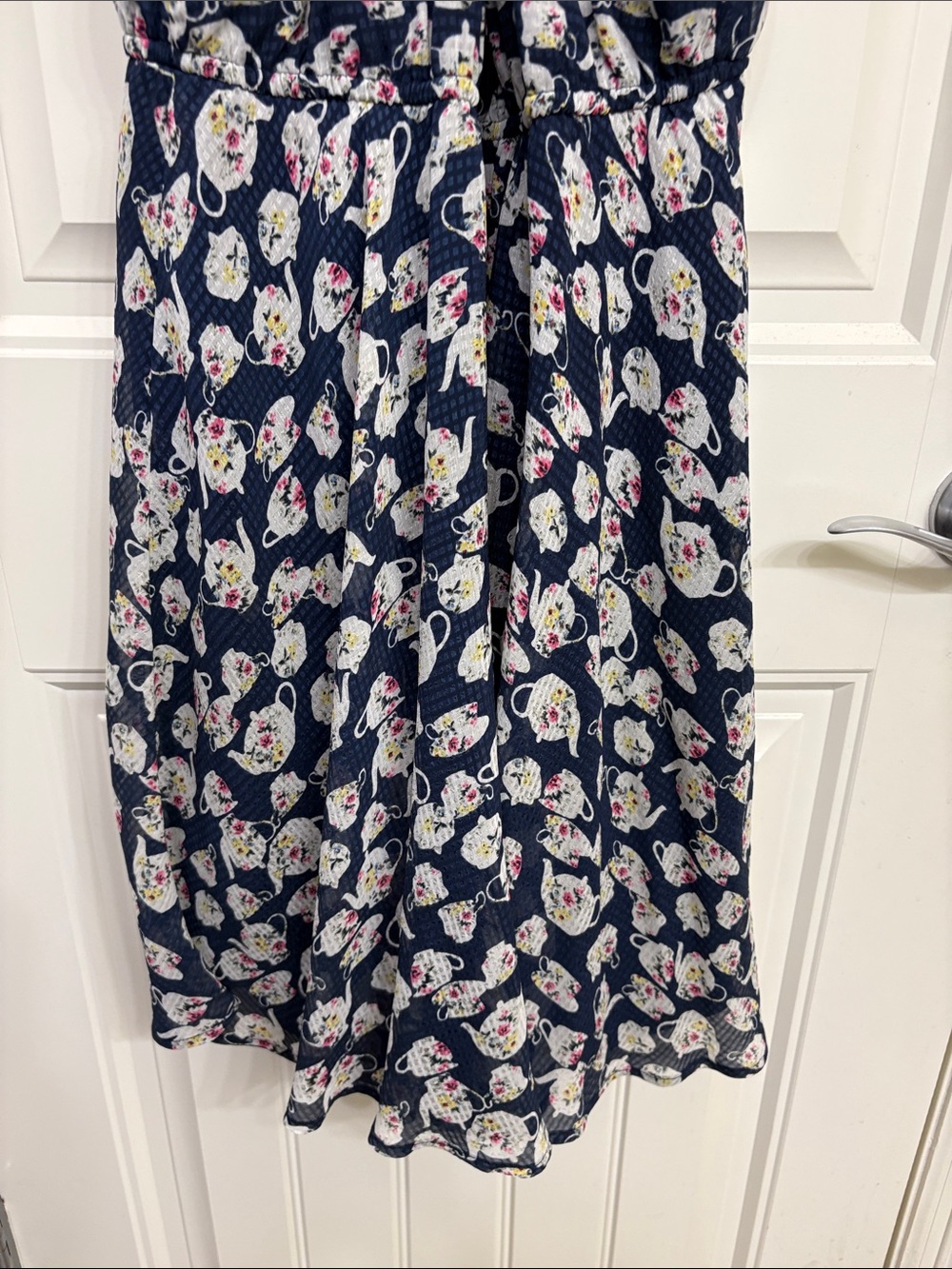 Disney x Lauren Conrad Alice in Wonderland Teapot Navy Floral Print Summer Dress - Picture 8 of 10